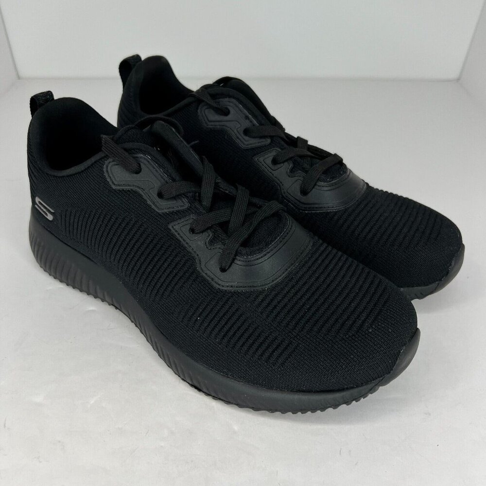 Skechers Bobs Womens 32504W Black Squad Tough Talk Lace Up Size 9 Walking Shoes - Picture 2 of 9